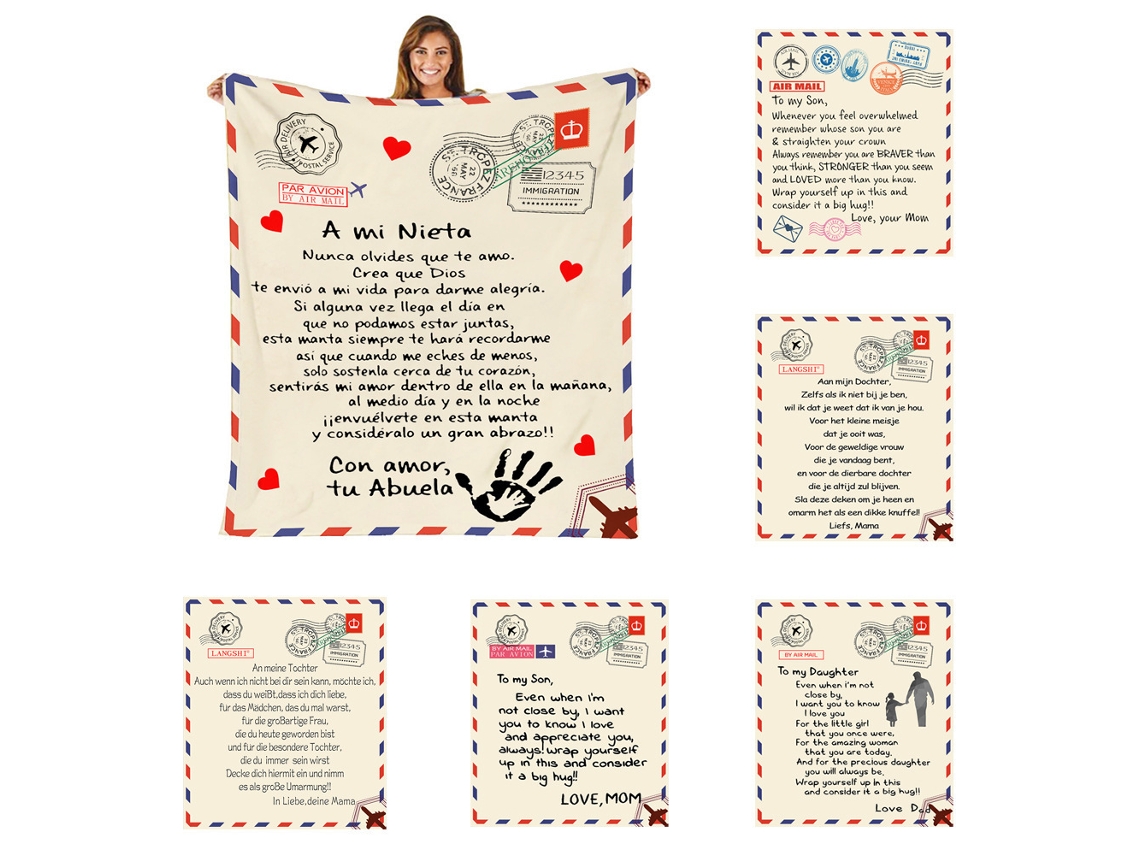 Cobertor Envelope Agora Feito Na Alemanha Carta De Família Coral Fleece Flanela Mensagem Carta Capa Cobertor Impressão Para Esposa-aquaforge