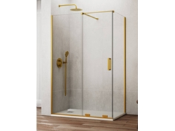 Cabine De Duche Cirene (kenna) 1+1 Com Painel Lateral Fixo 110x70 Cm Ouro Barra Perpendicular
