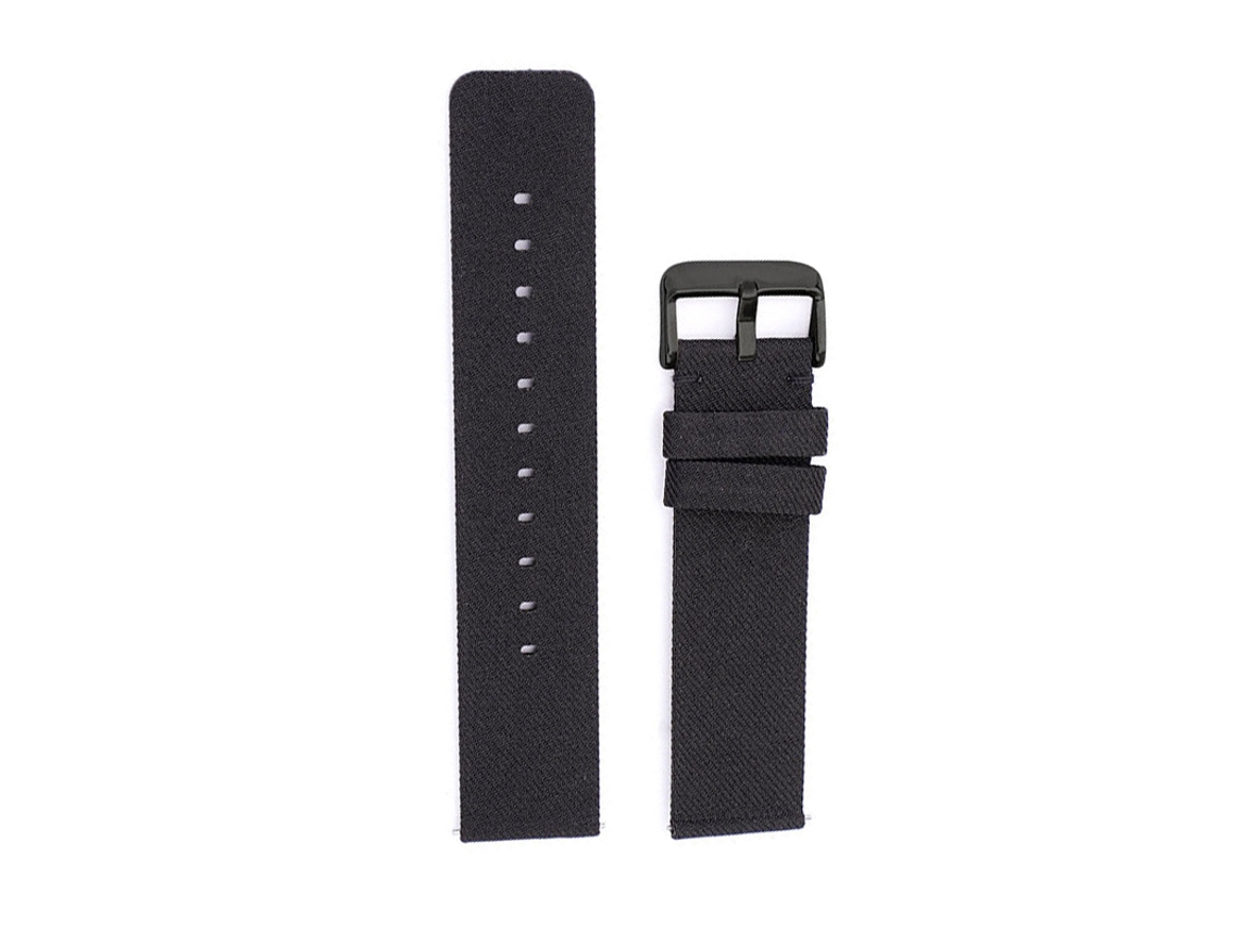 Pulseira De Relógio De Lona Preta Com Fivela Preta 22 Mm Inf