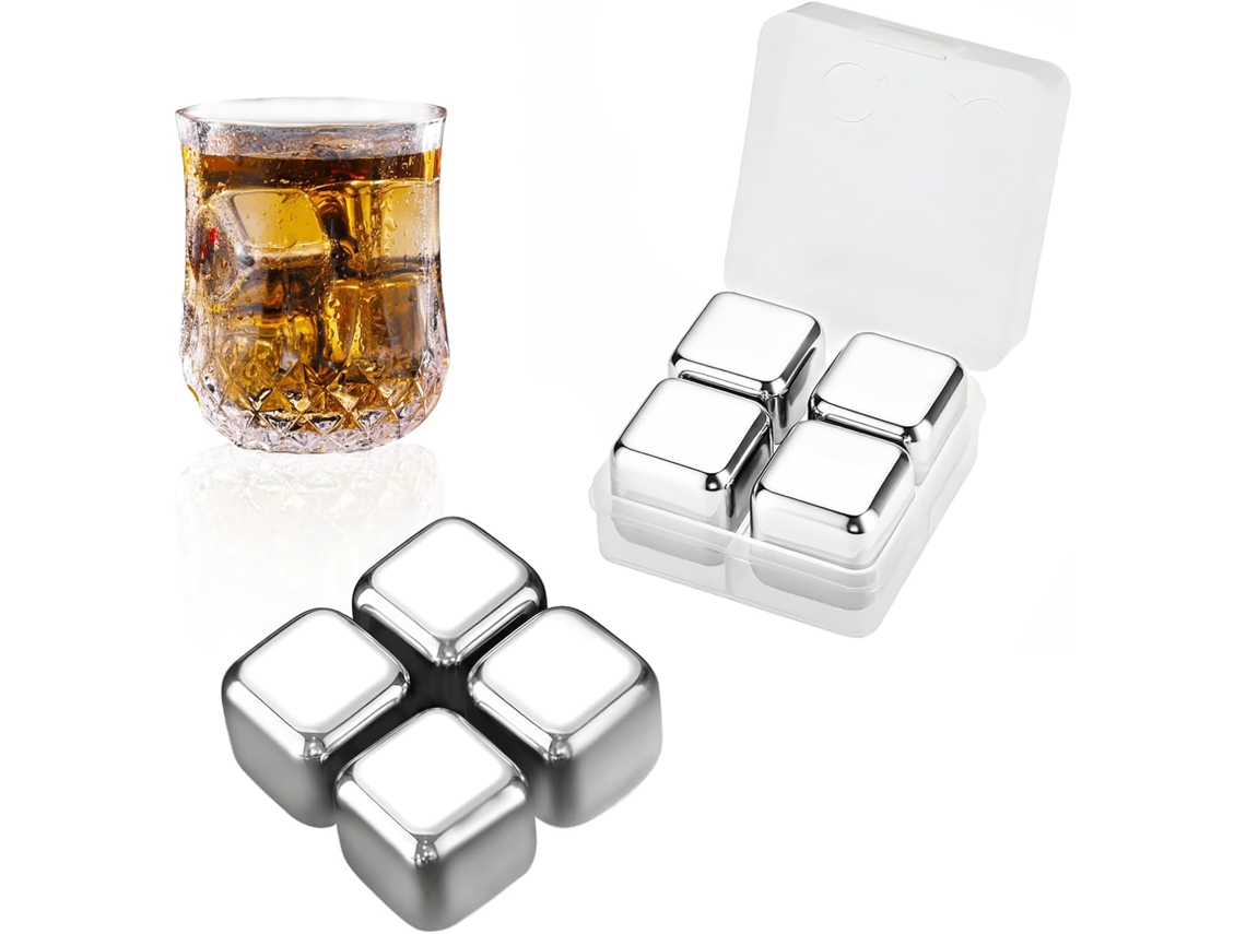 4 Pedras Whisky Aço Inox 304 com Caixa, Reutilizáveis ZYBLSSBB