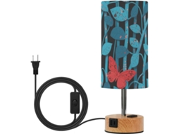 Fundo De Mesa Com Detalhes Azuis, Trepadeiras E Borboletas Vermelhas Em Estilo Art Déco, Com Cúpula E Têxtil
