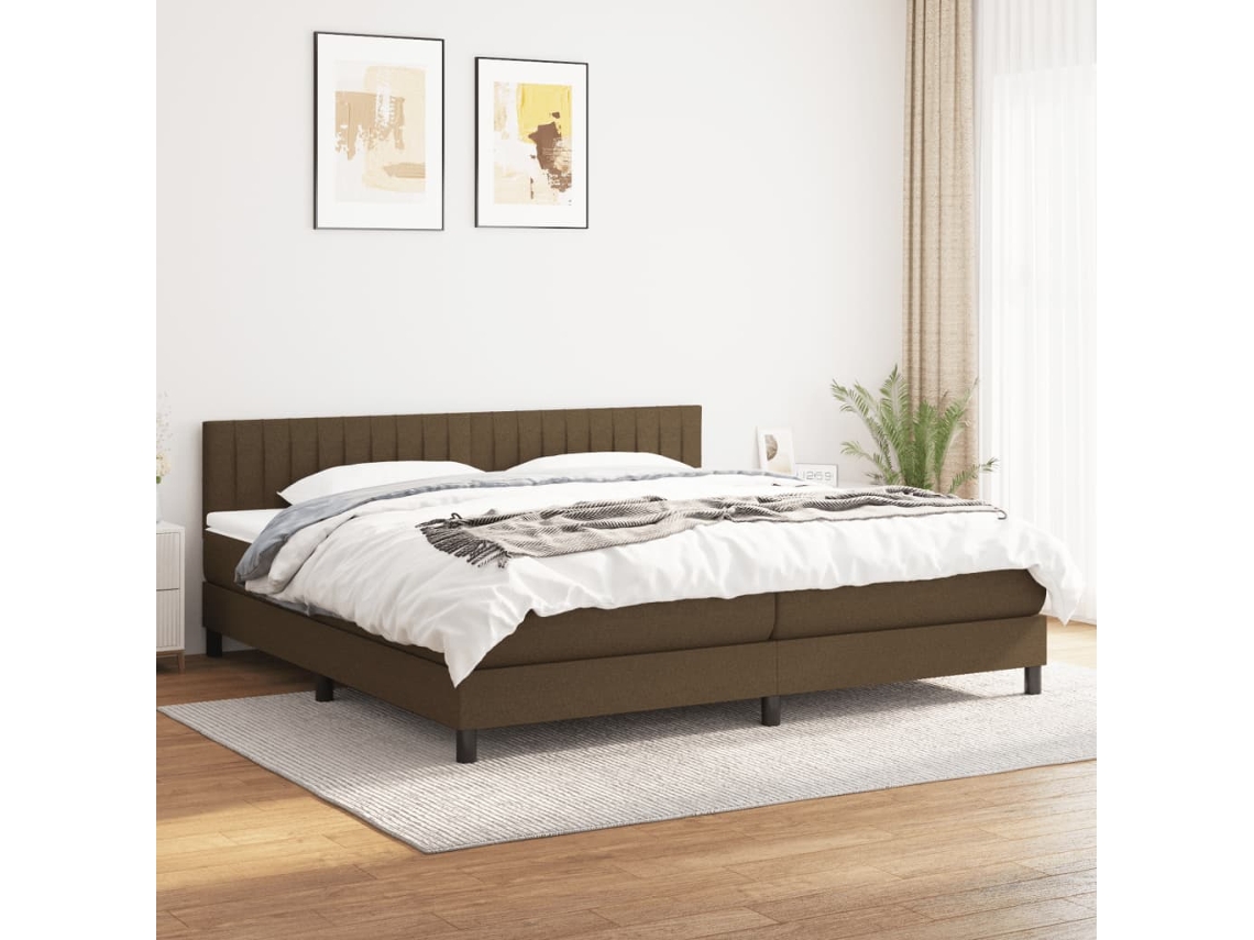 Vidaxl Cama Com Molas/colchão 200x200 Cm Tecido Castanho-escuro