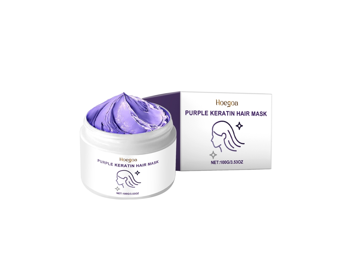 Máscara De Cabelo Hoegoa Queratina Roxa Hidrata E Nutre Cabelos Secos E Frizzados