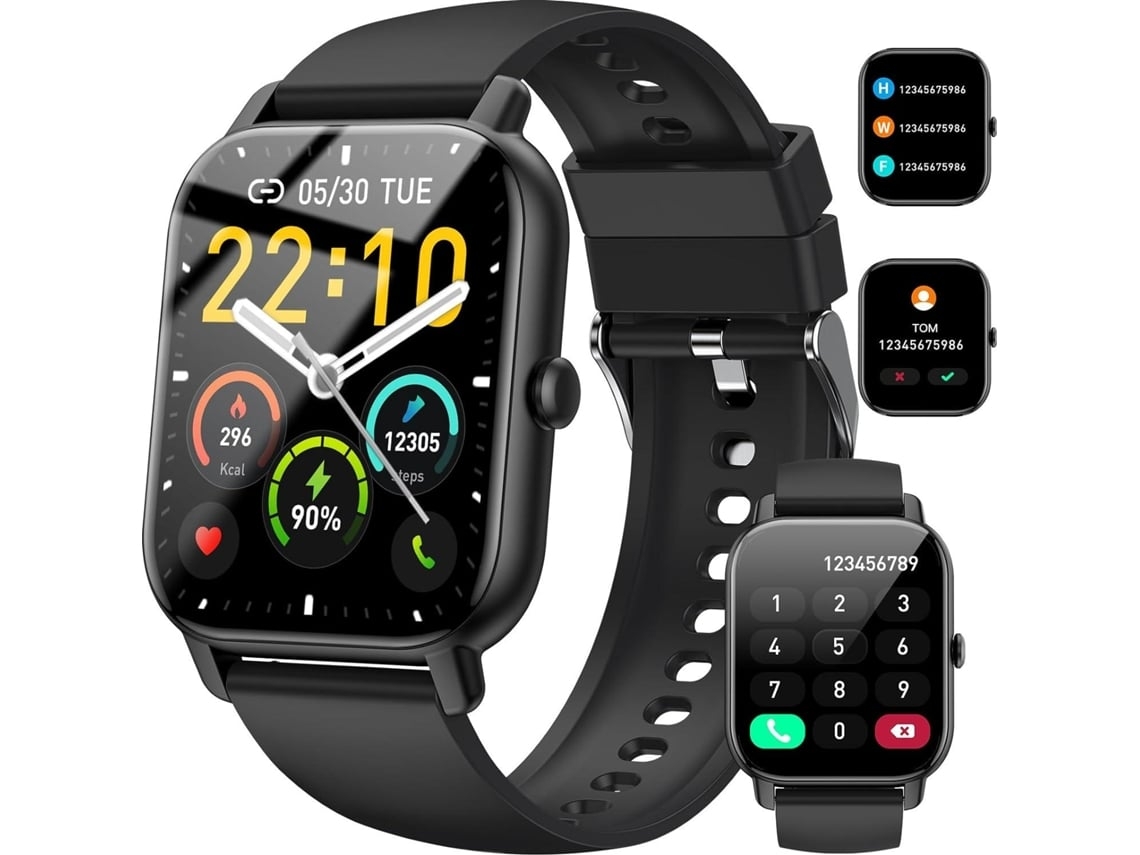Smartwatch P66d Com Função De Chamada 1 85 À Prova Dágua Ip68 Para Android Ios Preto Yunzii