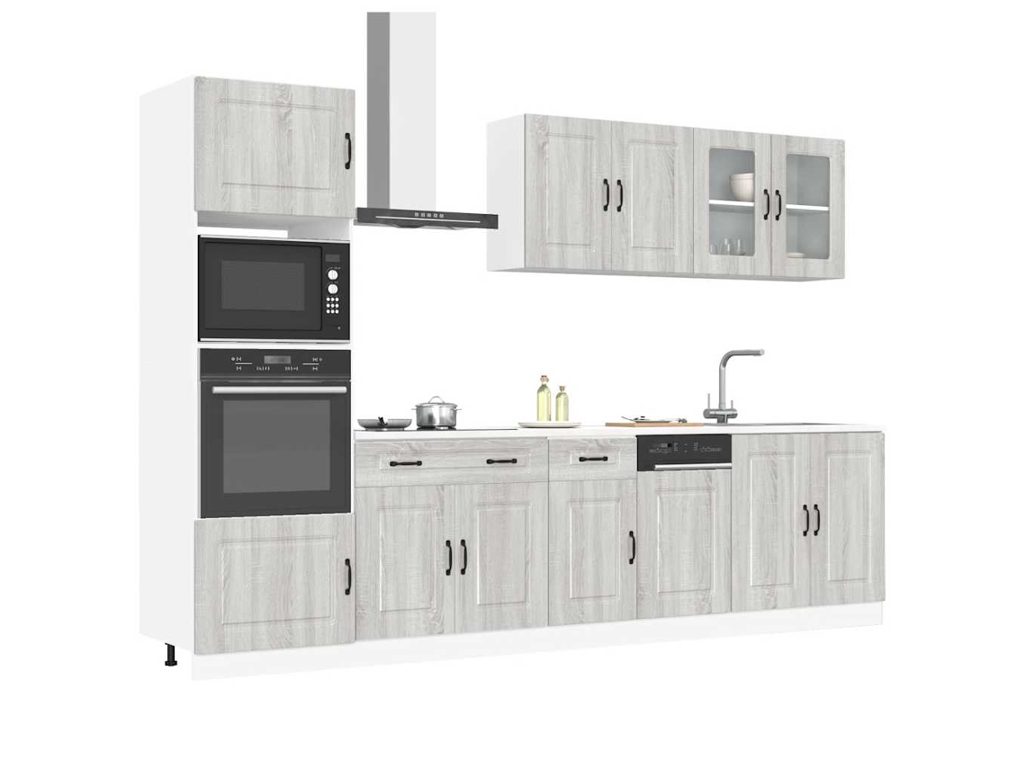Vidaxl 7 Peças Armário De Cozinha Conjunto Kalmar Cinza Sonoma