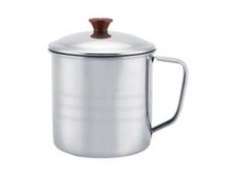 Xícara De Chá Em Aço Inoxidável Com Tampa E Alça, Caneca Para Água Casa Escritório, Diâmetro 8 Cm Aquaforge