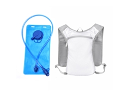 Mochila esportiva (Branca com Reserva de Hidratação) para atividades ao ar livre, ideal para triciclos, ciclismo e corrida.