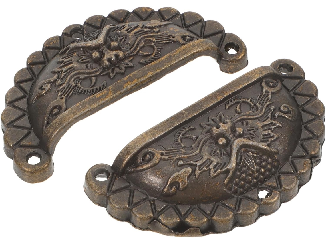 Puxadores Antigos Para Armário, 2 Peças, Cobre, Meia Lua, Cabeça De Leão, Dourados
