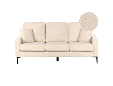 Sofá De 3 Plazas Beliani Gavle De Bouclé Blanco 183x78x83