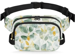 Pochete com Estampa de Folhas de Eucalipto para Mulheres 22 8 X 6 3 X 15 5 Cm Design Diy Pa Impermeável de Alt