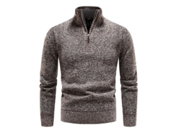 2026 suéter Hombre Mystdiy Con Cremallera Casual de Punto Pullover Cuello Alto Manga Larga Forrado