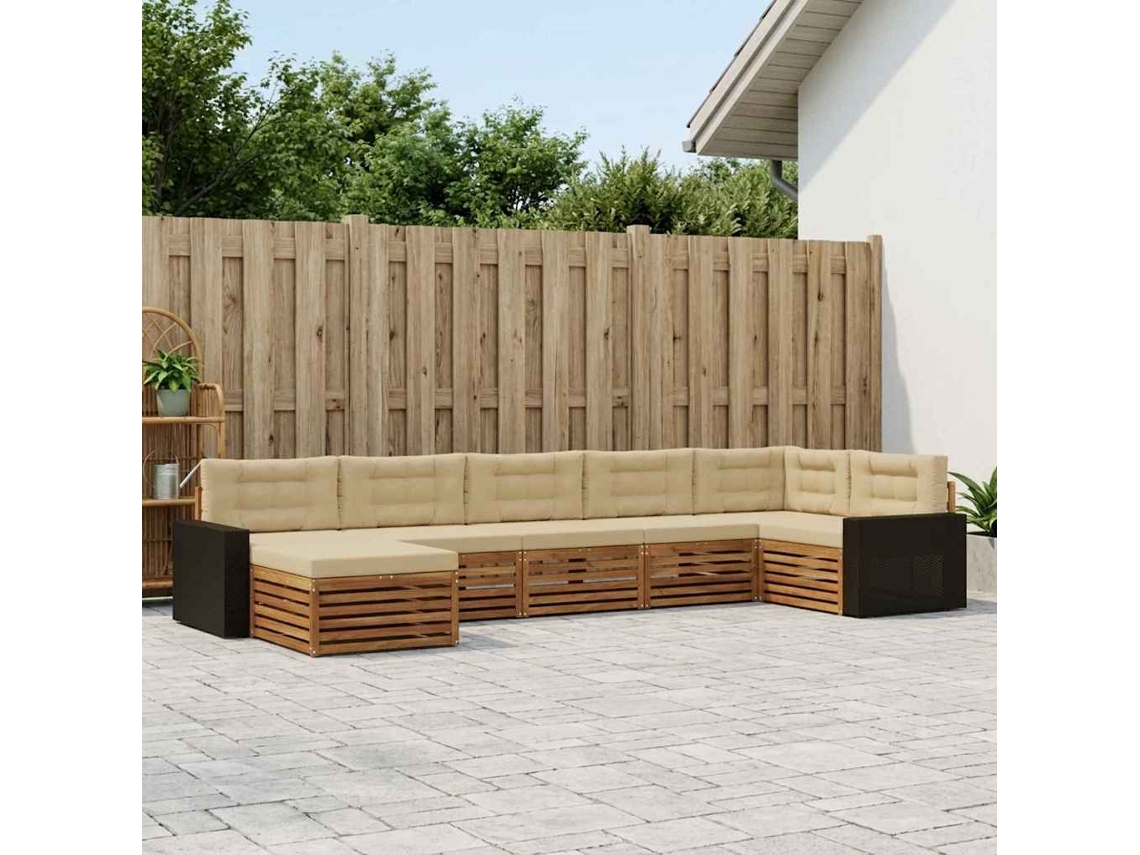 Vidaxl Conjunto De Sofás Para Exterior 7 Pcs Natural E Bege