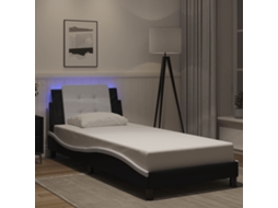Vidaxl Estrutura de Cama com Led Sem Colchão Zadar 90x190 Cm Preto/branco