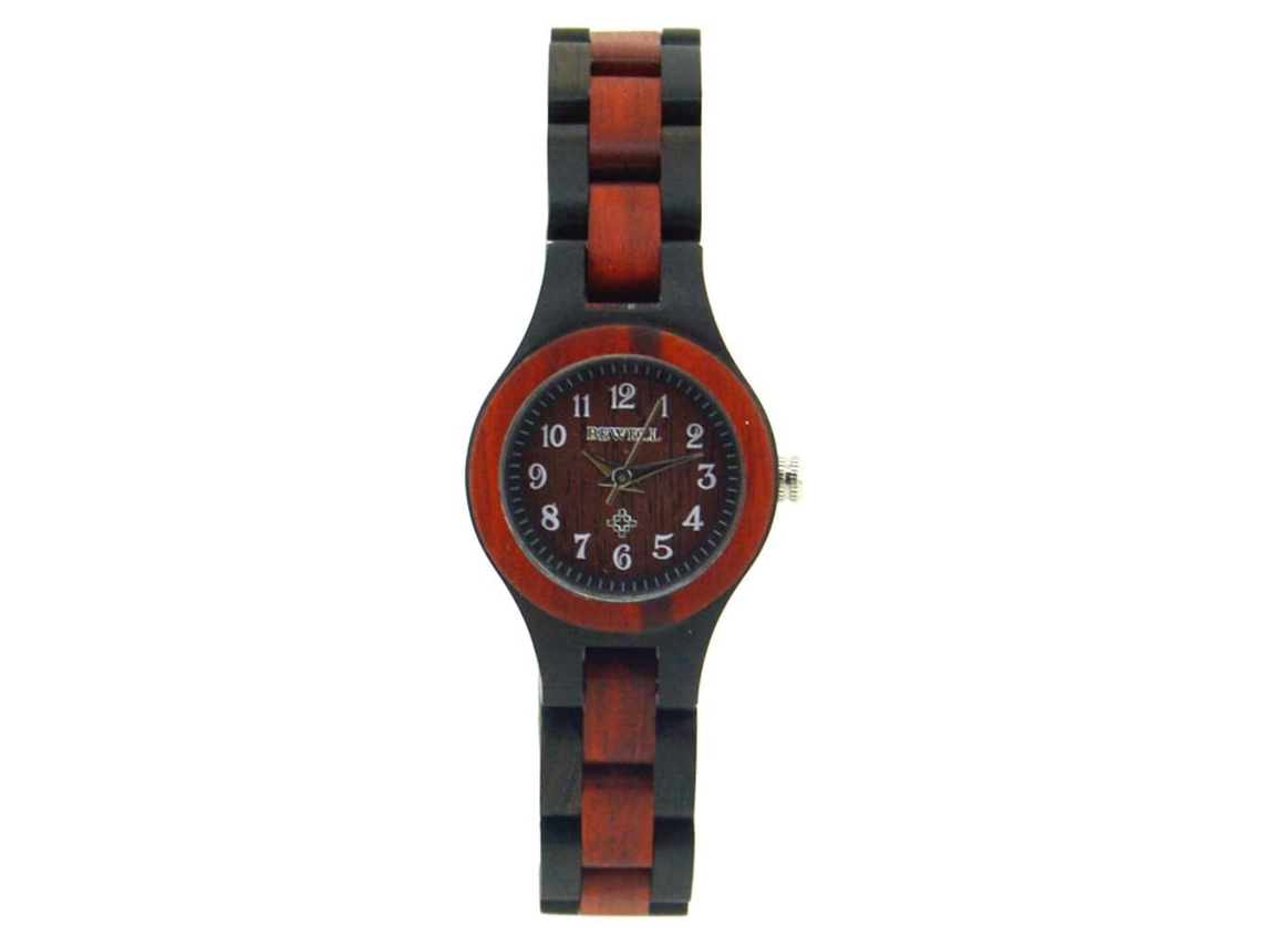 Relógio de Pulso em Sândalo Analógico com Movimento de Quartzo Exquisito Red Black