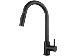 Torneira de cozinha com ducha retrátil, aço inox, 360°, preto, X001