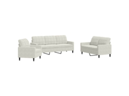 Conjunto de Sofás com Almofadões Veludo Cor Creme MAISON EXCLUSIVE