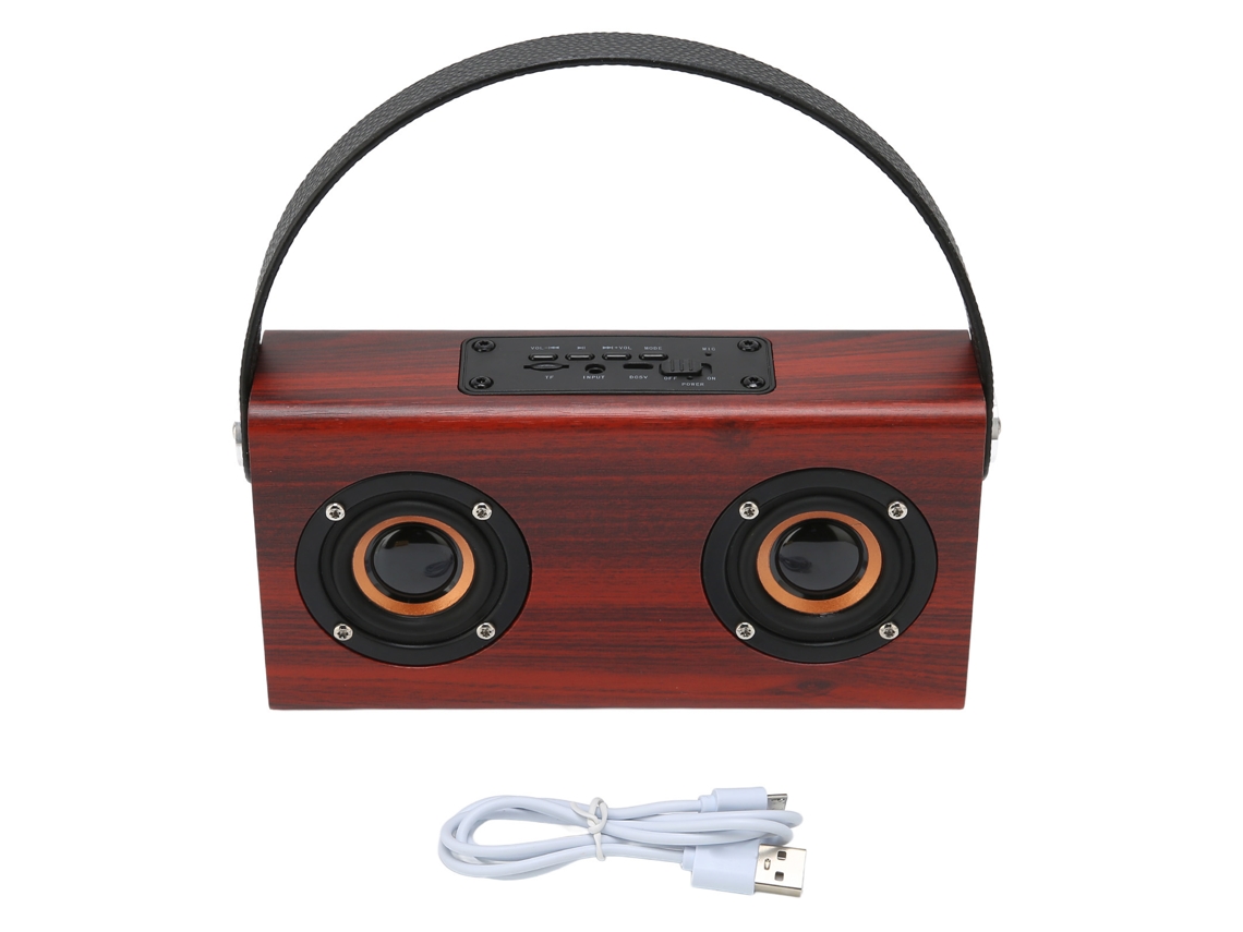 Caixa de som Bluetooth Mali portátil de madeira vintage com chamadas mãos livres, estéreo, exterior, grão mogno