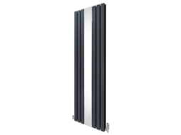 Radiador Vertical De Painel Plano Cinzento Antracite 1800x565mm Com Espelho Integrado E Válvulas Termostáticas Cromadas Monstershop