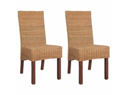 Vidaxl Cadeiras De Jantar 2 Pcs Vime Genuíno Castanho