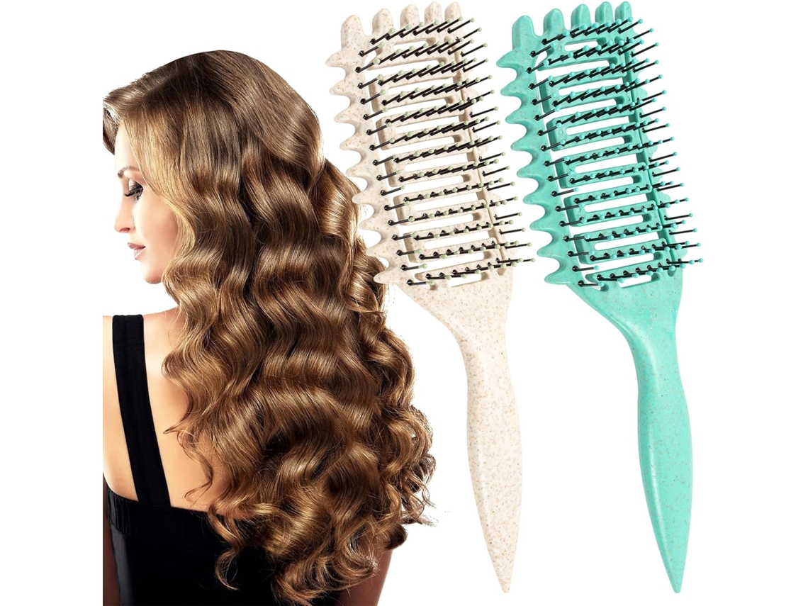 2 Escovas Desembaraçar Cabelo para Definir Cachos, Estilo Paddle, Ventilação Macia ZYBLSSBB