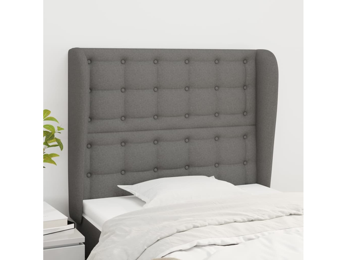 Cabeceira cama c/ abas tecido 103x23x118/128 cm cinzento-escuro