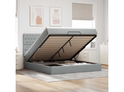 Vidaxl Estrutura Cama Otomana Colchão 160x200 Cm Tecido Cinzento Claro