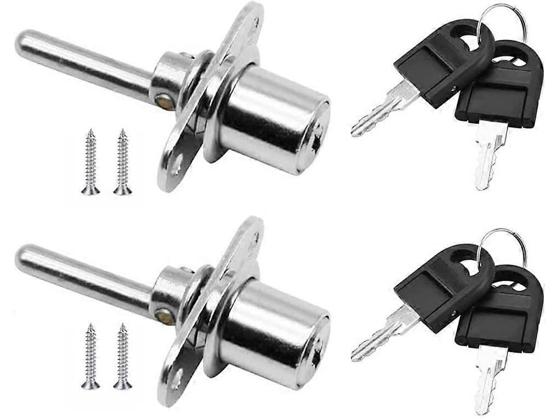 2 Travessas de Piston para Móveis com Chaves Aço Inoxidável Diâmetro 16mm Comprimento 61mm para Armários, Gavetas, Estantes de Vidro
