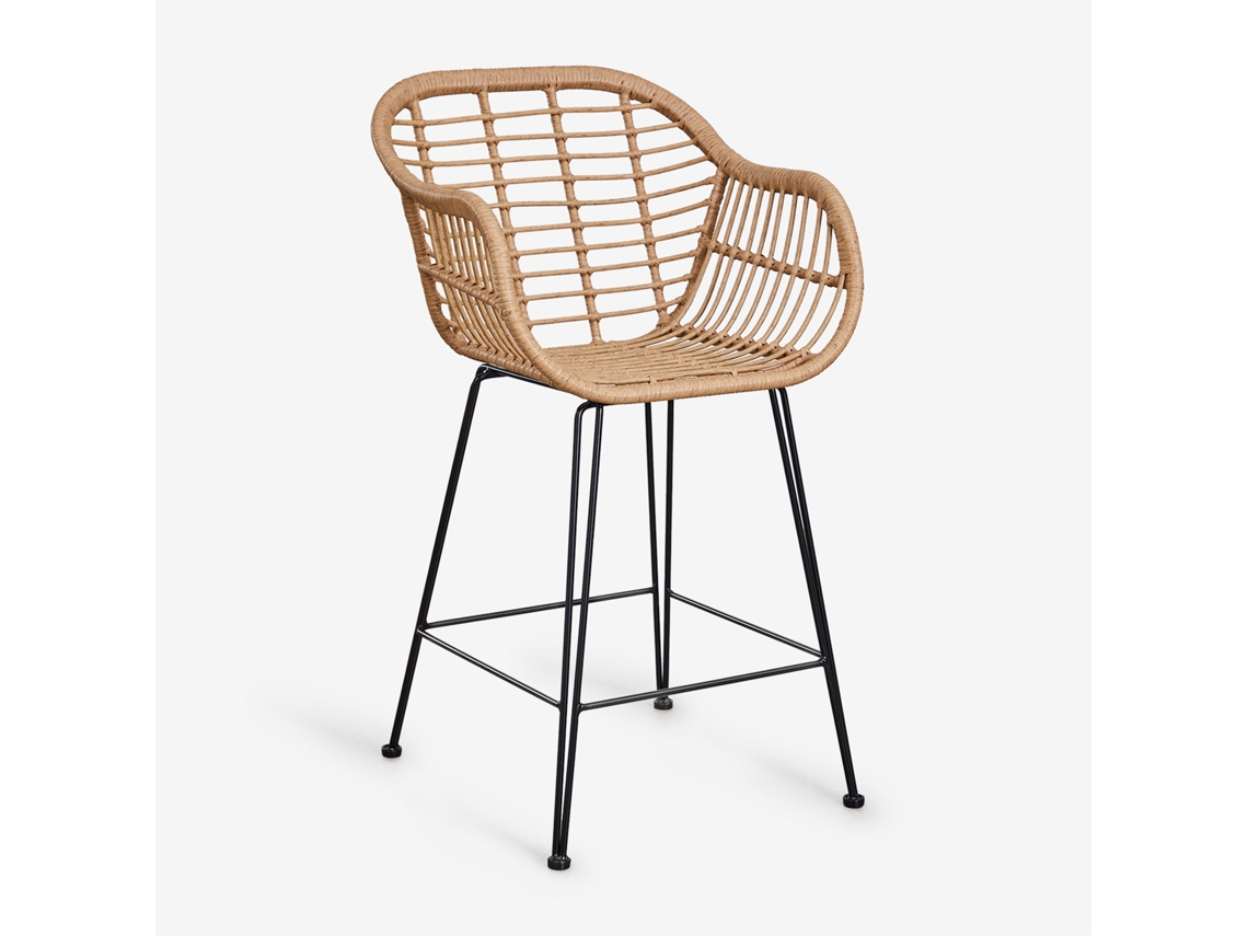 Sklum Pack De 4 Bancos Altos Em Rattan Sintético Zole Ratán Pe       Sem Almofada   ↑65 Cm