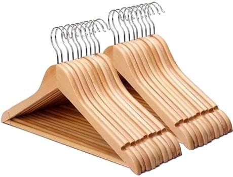 Cabides de madeira marrom resistentes | feitos com madeira natural | acabamento extra liso | entalhes de ombro resistentes | pacote com 20 Beijiyi