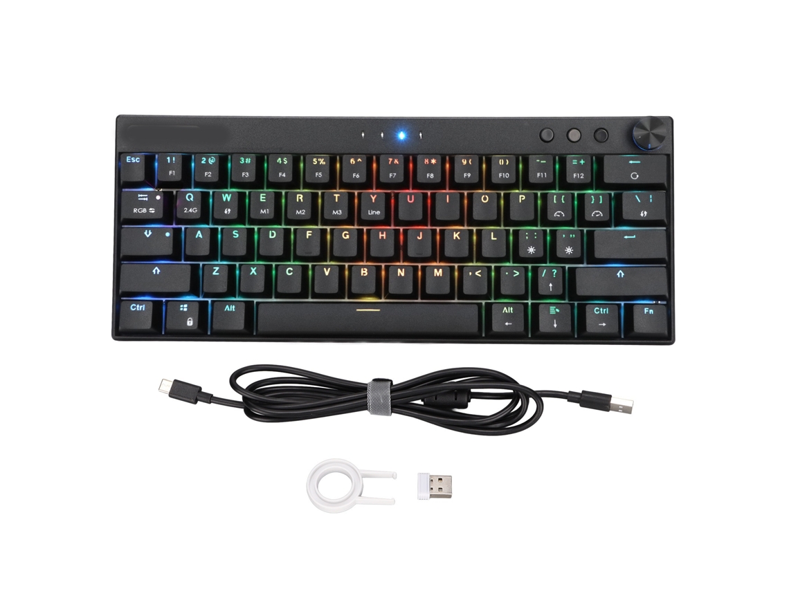 Lurelia Teclado Mecânico Semi-fio Com 61 Teclas, Três Modos Rgb, Bateria De 1800 Mah E Resposta Rápida