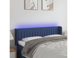 Vidaxl Cabeceira De Cama C/ Luzes Led Tecido 147x16x78/88 Cm Azul
