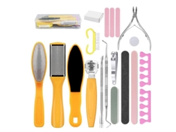 Kit de Ferramentas para Pedicure 20 Peças na Caixa Amarelo Se Preocupa com a Gente ZMDECQNA