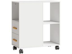 Suporte Mesa Impressora Prateleira Ajustável Rodízios Branco