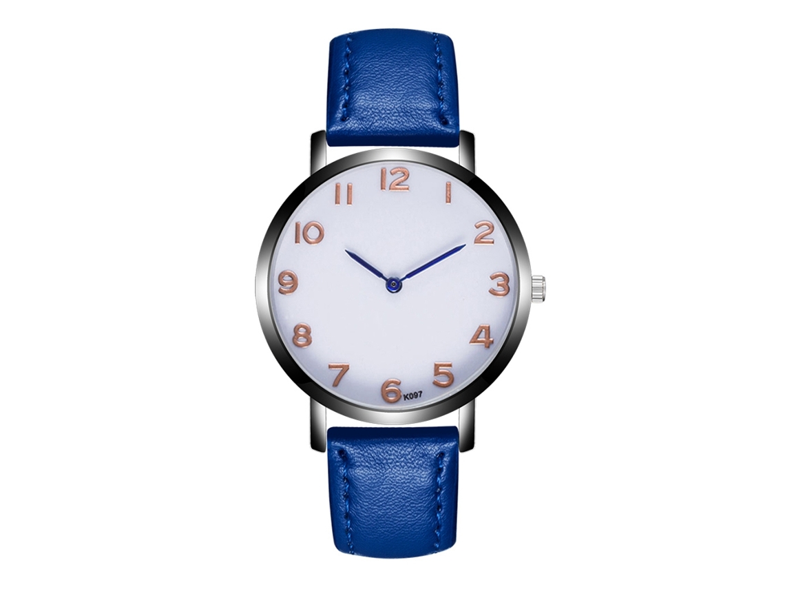 Relógio de Pulso Masculino de Quartzo com Dial Branco e Números Dourado Rosa Royal Blue