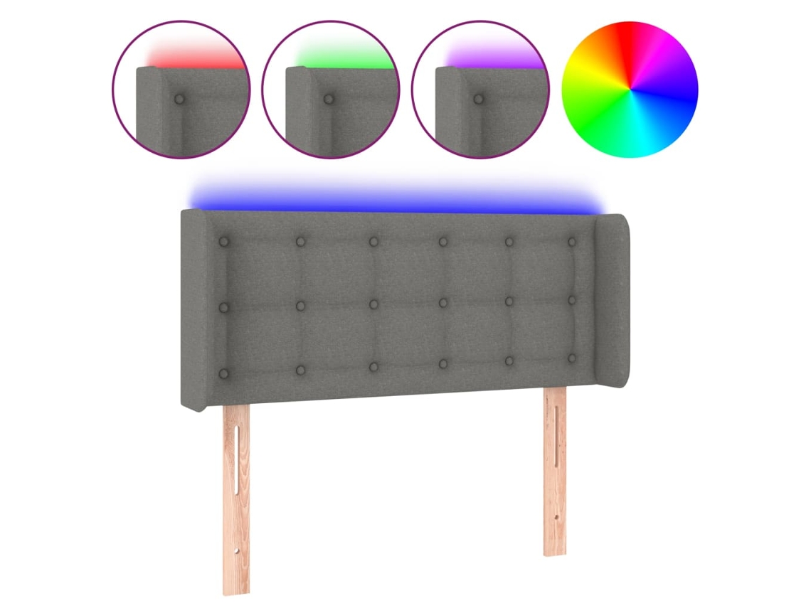 Led Headboard, Led Headboards Vidaxl Cinzeto Tecido (93 X 16 X 78/88 Cm)