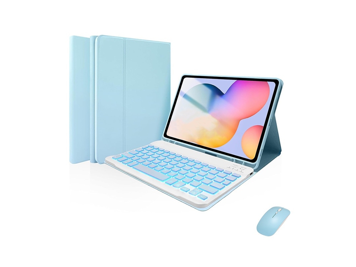 Elysve Capa Com Teclado Bluetooth Para Xiaomi Pad5/5pro 11polegadas, Com Teclado E Rato Bluetooth Retroiluminado (azul Celeste)