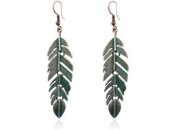2026 aretes de Hoja Boho Vintage Verdes Bronce Ligeros Y Estilosos Hechos a Mano