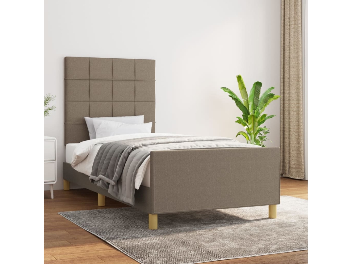Vidaxl Estrutura Cama Sem Colchão 90x200 Cm Tecido Cinza acastanhado