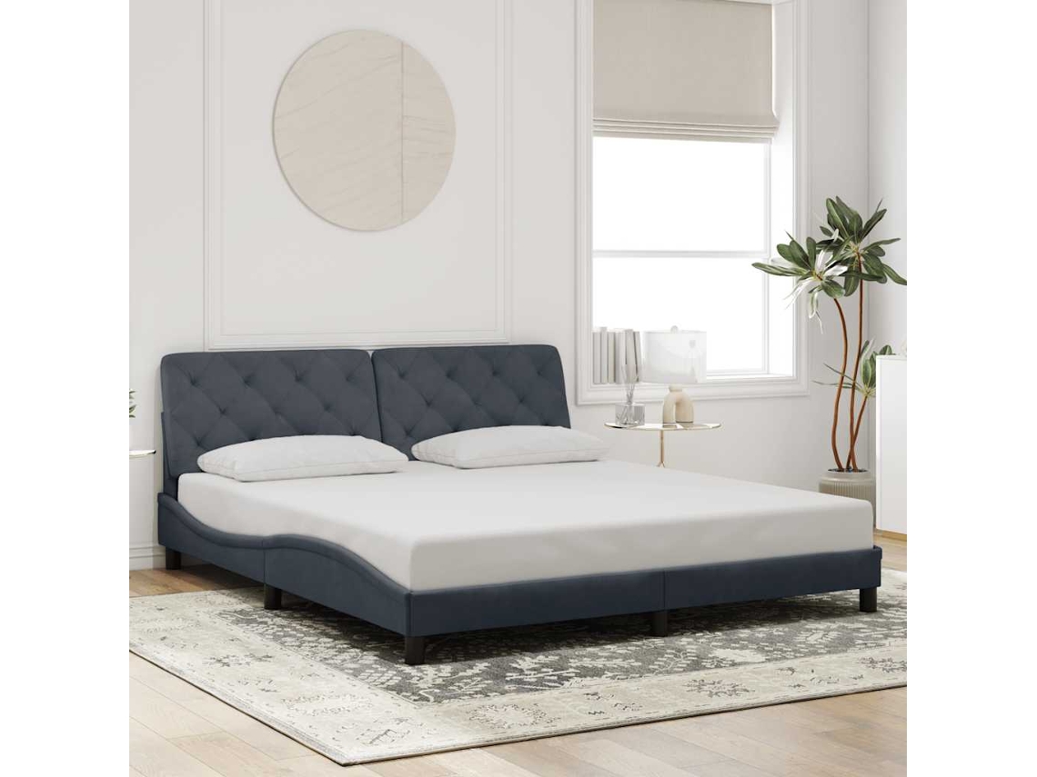 Vidaxl Estrutura de Cama Sem Colchão 200x200 Cm Veludo Cinzento escuro