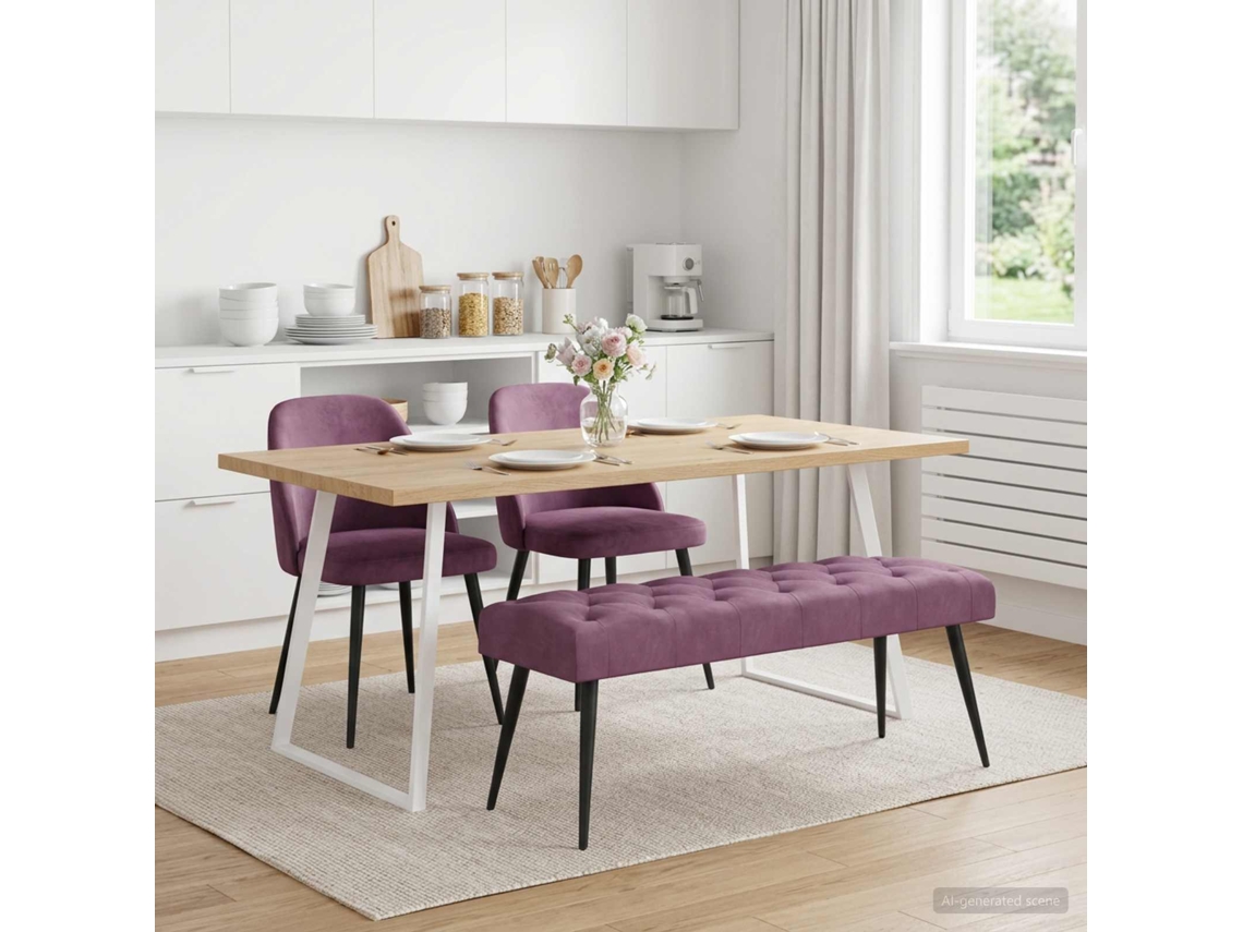 Vidaxl Banco Com Botões Estofados Roxo 110 X 40 X 46 Cm Veludo