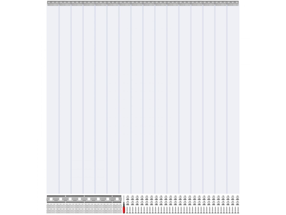 Cortina De Pvc Transparente Com 16 Tiras 244x244 Cm Resistente E Durável Tekmaquinas