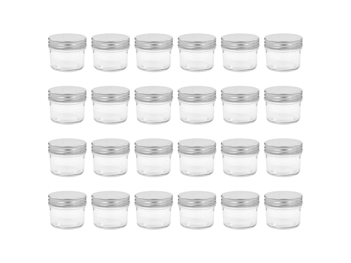 Maison Exclusive - Frascos De Vidro Com Tampas Prateadas 24 Pcs 110 Ml