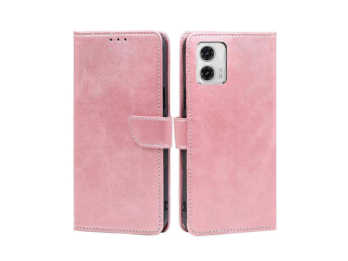 Capa De Celular Motorola Moto G73 5g Em Couro Texturizado Com Fivela E Aba.