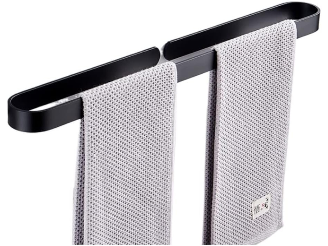Aumente O Espaço De Armazenamento Com Suporte Toalhas Preto Alumínio Uma Única Barra, Ideal Para Banheiro E Cozinha