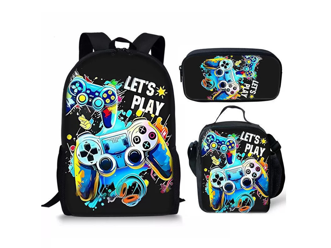 Mochila De Estudante Panoona Play Conjunto 3 Peças Lancheira Estojo 17 Pol 44cm Estilo 3