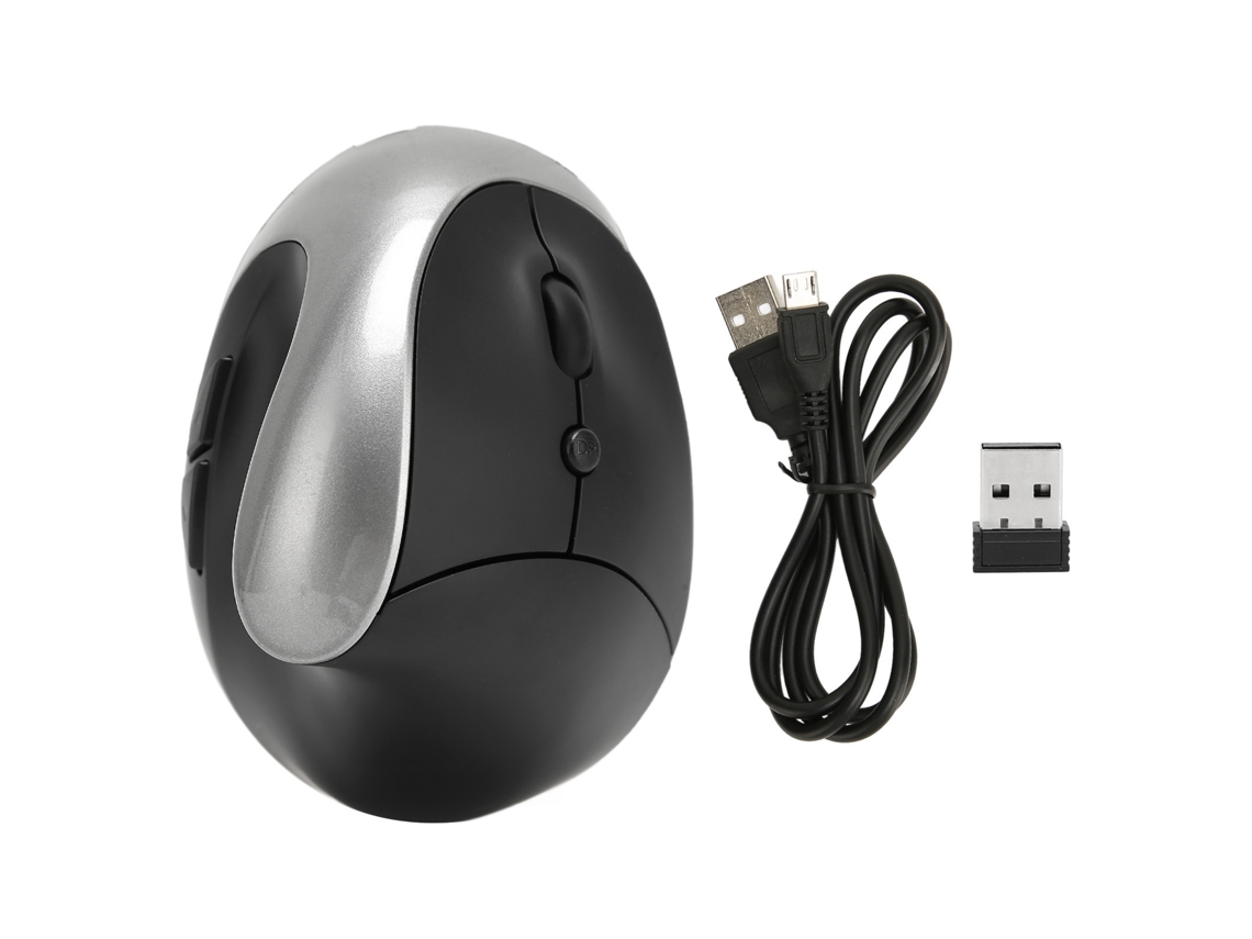 Aetheria mouse Vertical Sem Fio 2.4g Ergonomico 6 Teclas Recarregavel 3 Dpi Ajustavel Plug And Play Cinza
