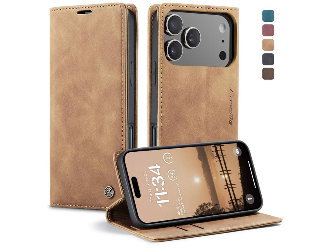 Capa Multifuncional Horizontal Flip Para Iphone 17 Pro Em Couro.