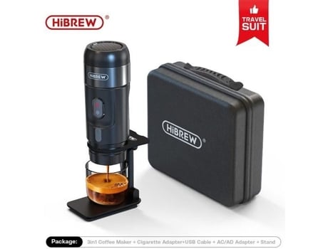 Hibrew H4a 80w 3 em 1 Máquina de café portátil para carro com suporte, bolsa de viagem, 12v 15 bar, Bazarland30 POS