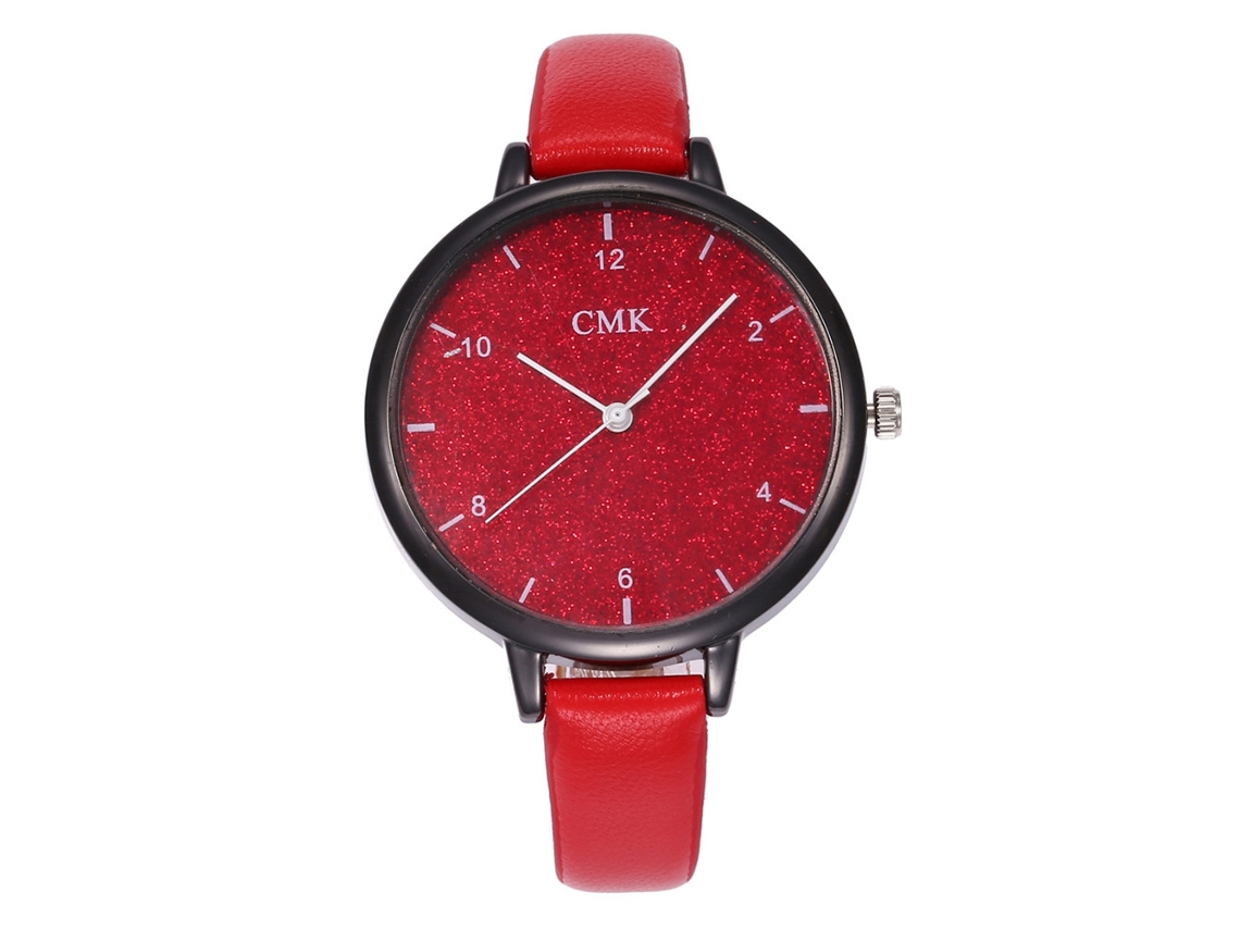 Relógio Feminino Cmk Quartzo com Pulseira de Couro Pu Estrela Rosa