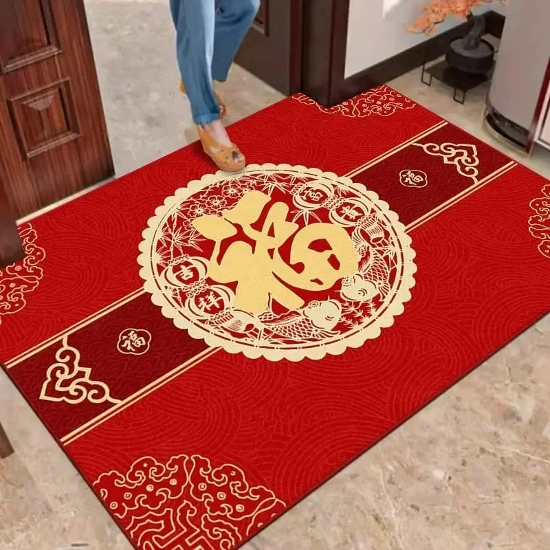 Tapete Decorativo Para O Ano Novo Chinês (estilo 4, 50x80cm) Com Estampa De Palavras Auspiciosas. Capacho Para Porta.